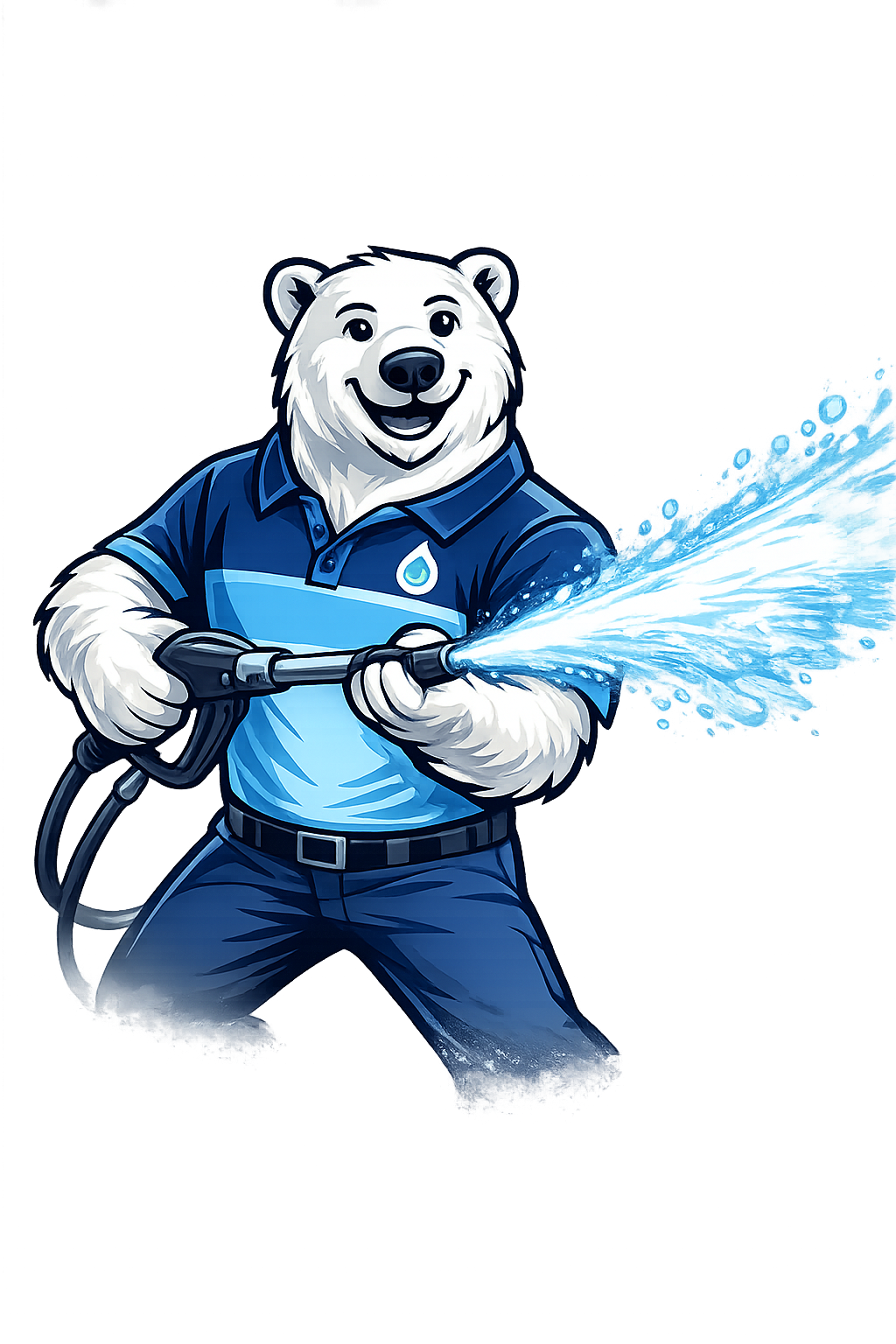 Mascot pressure washing a surface
