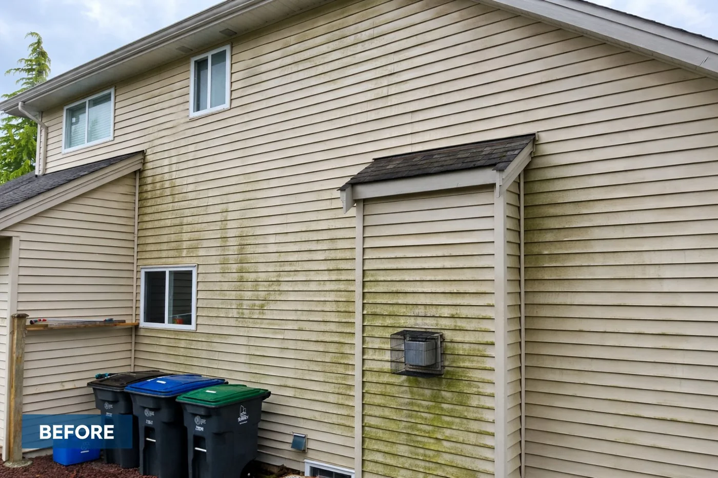 Siding before soft washing